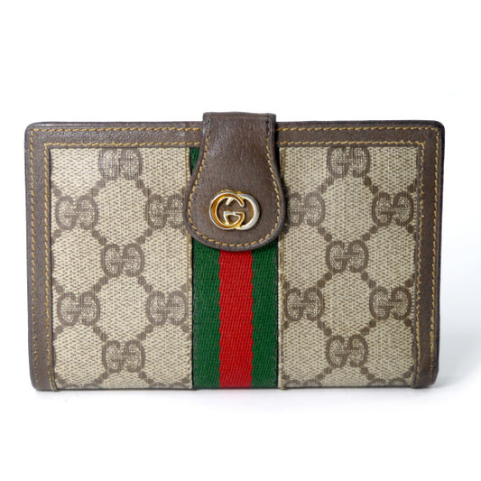 OLD Gucci　シェリーがま口ミドル財布（茶）