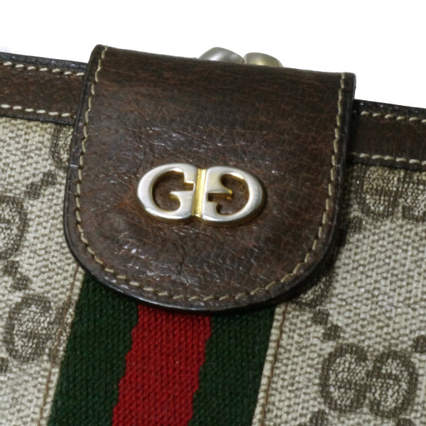OLD Gucci　シェリーがま口ミドル財布（茶）