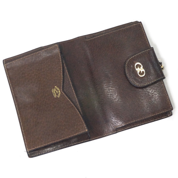 OLD Gucci　シェリーがま口ミドル財布（茶）