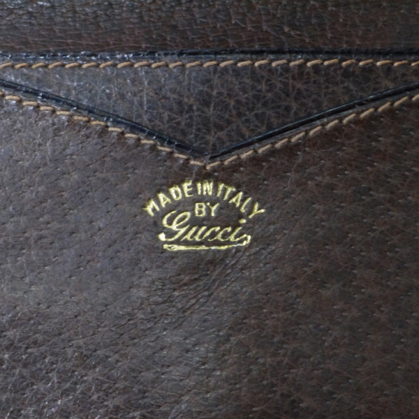 OLD Gucci　シェリーがま口ミドル財布（茶）