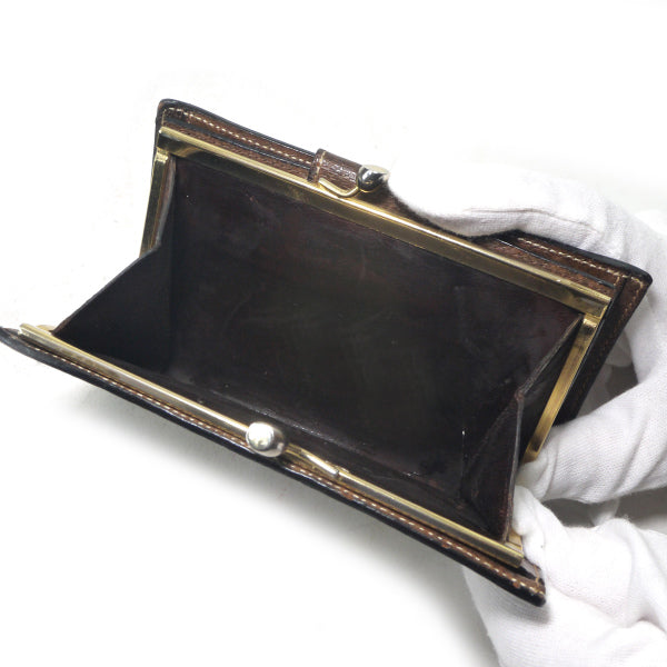 OLD Gucci　シェリーがま口ミドル財布（茶）