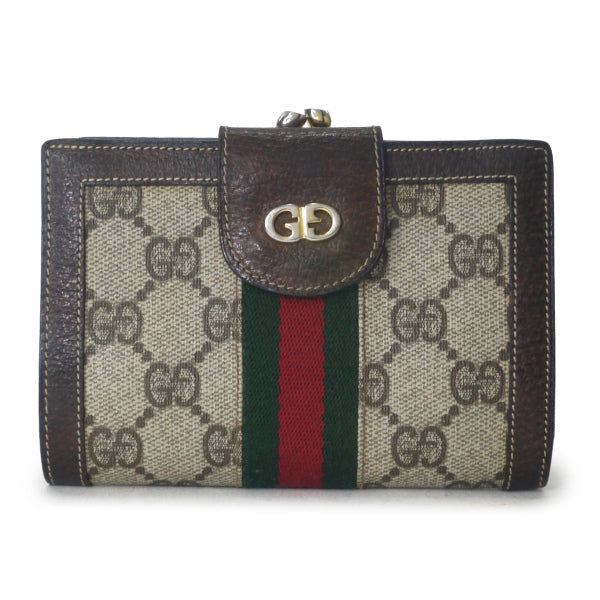 OLD Gucci　シェリーがま口ミドル財布（茶）
