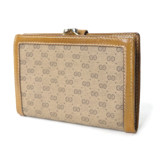 OLD Gucci マイクロGG２つ折れがま口ミドル財布（キャメル）