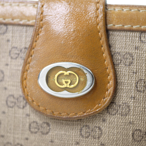 OLD Gucci マイクロGG２つ折れがま口ミドル財布（キャメル）