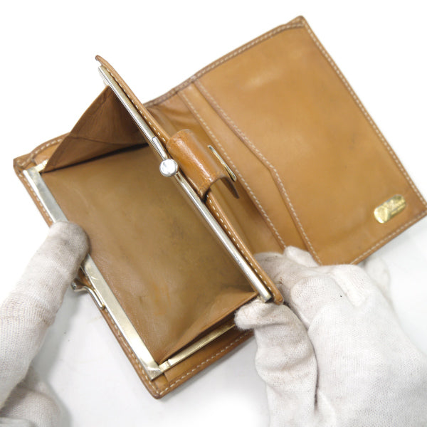 OLD Gucci マイクロGG２つ折れがま口ミドル財布（キャメル）