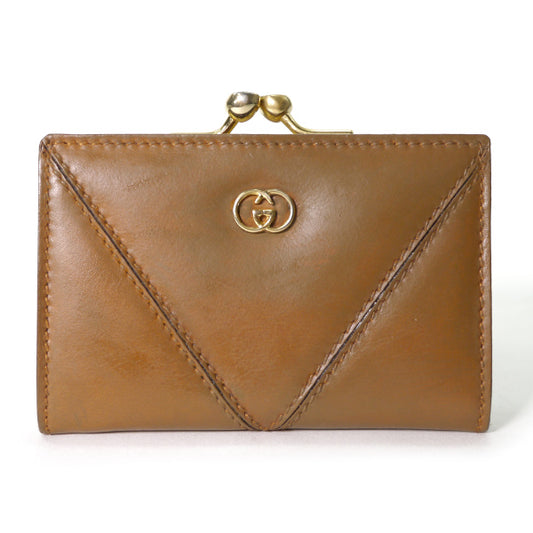 OLD Gucci 総革がま口財布（キャメル）