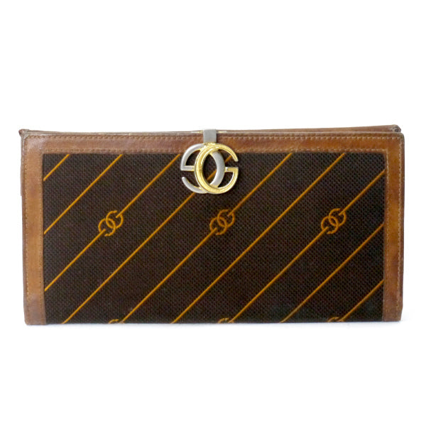OLD Gucci 流れ星柄 GG留め具長財布（茶）