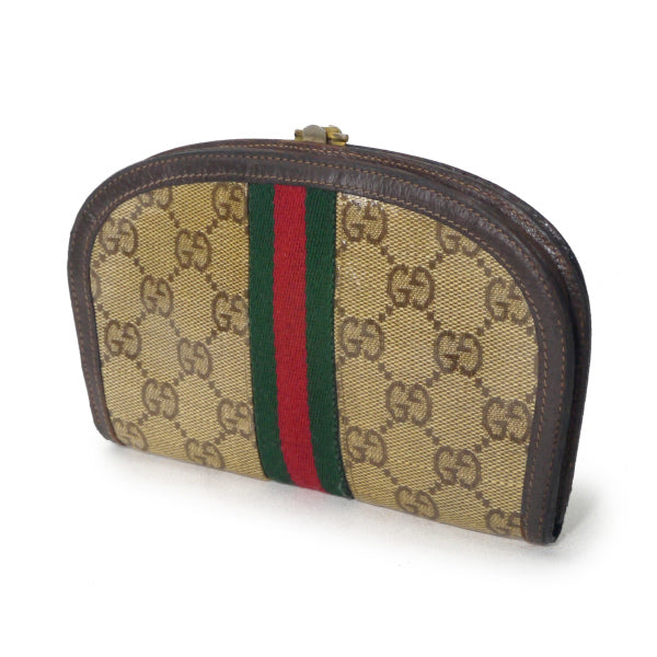OLD Gucci 70s クリスタルGG ハーフムーン財布（茶）