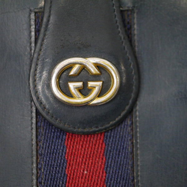 OLD Gucci　＜訳あり＞本革がま口シェリー長財布（濃紺）