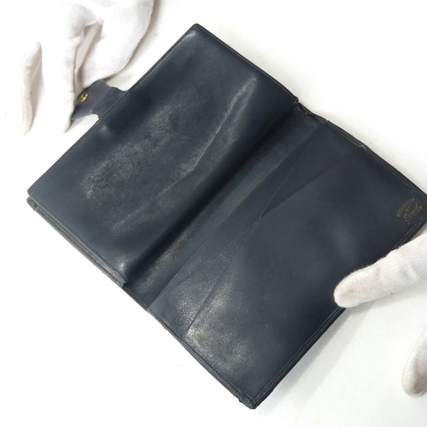 OLD Gucci　＜訳あり＞本革がま口シェリー長財布（濃紺）