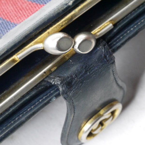 OLD Gucci　＜訳あり＞本革がま口シェリー長財布（濃紺）