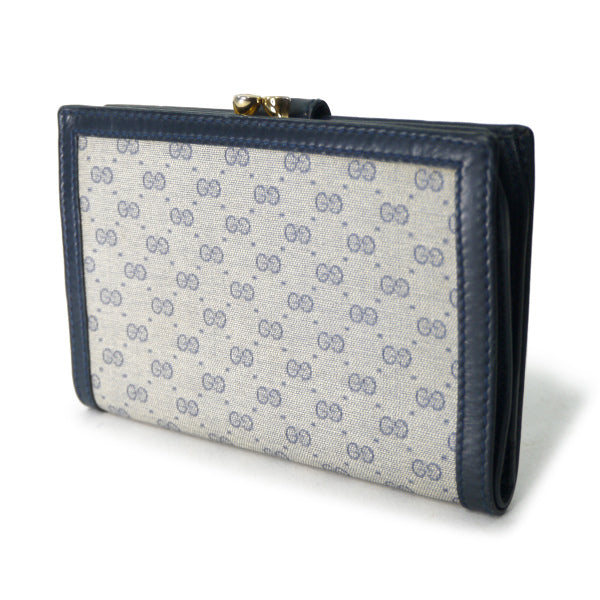 OLD Gucci マイクロGG２つ折れがま口ミドル財布（青）
