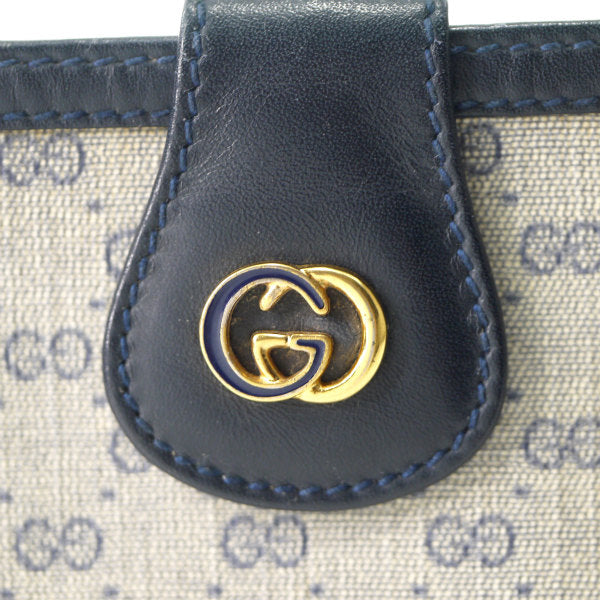 OLD Gucci マイクロGG２つ折れがま口ミドル財布（青）