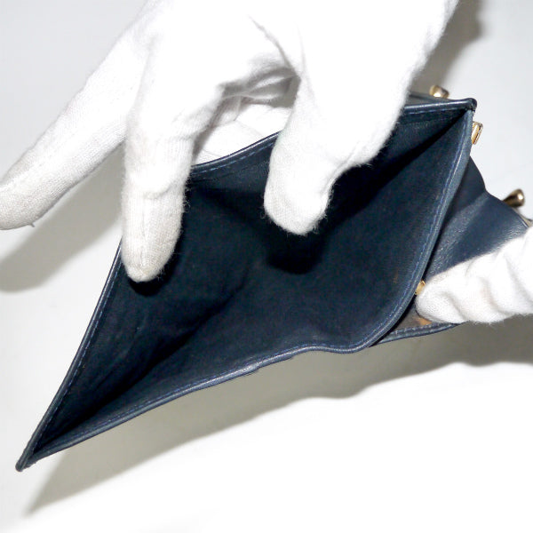 OLD Gucci マイクロGG２つ折れがま口ミドル財布（青）