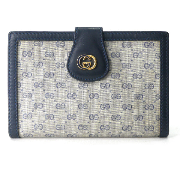 OLD Gucci マイクロGG２つ折れがま口ミドル財布（青）