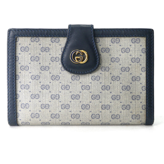 OLD Gucci マイクロGG２つ折れがま口ミドル財布（青）