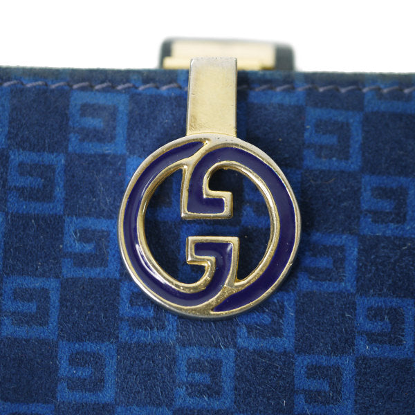 OLD Gucci 激レア!!スクエアGGスエードがま口財布（青）