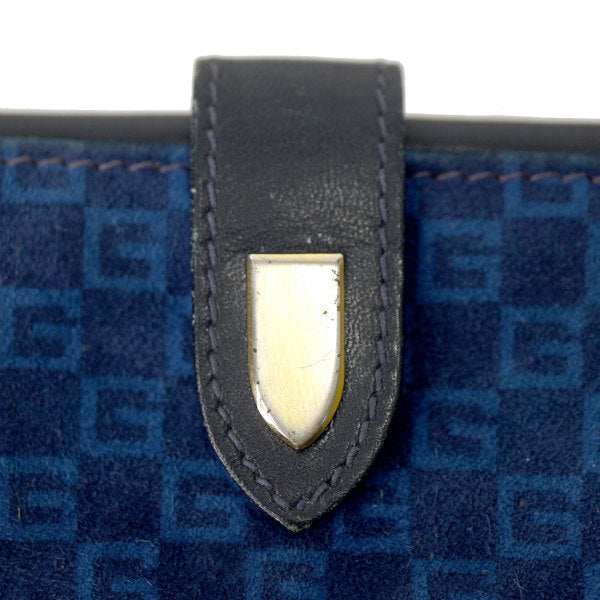 OLD Gucci 激レア!!スクエアGGスエードがま口財布（青）
