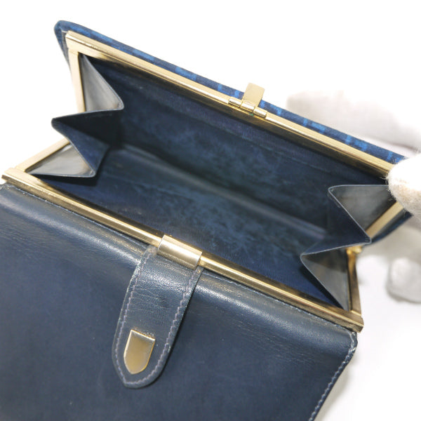 OLD Gucci 激レア!!スクエアGGスエードがま口財布（青）