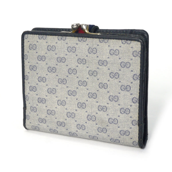 OLD Gucci マイクロGGミニシェリーがま口折財布（青）