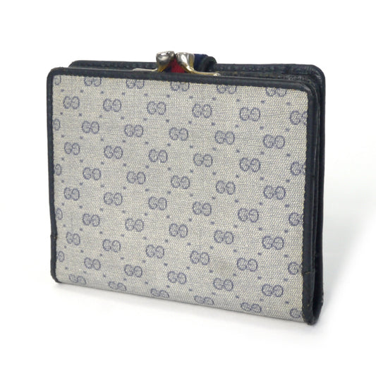 OLD Gucci マイクロGGミニシェリーがま口折財布（青）