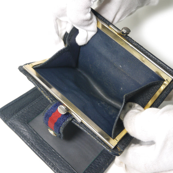 OLD Gucci マイクロGGミニシェリーがま口折財布（青）