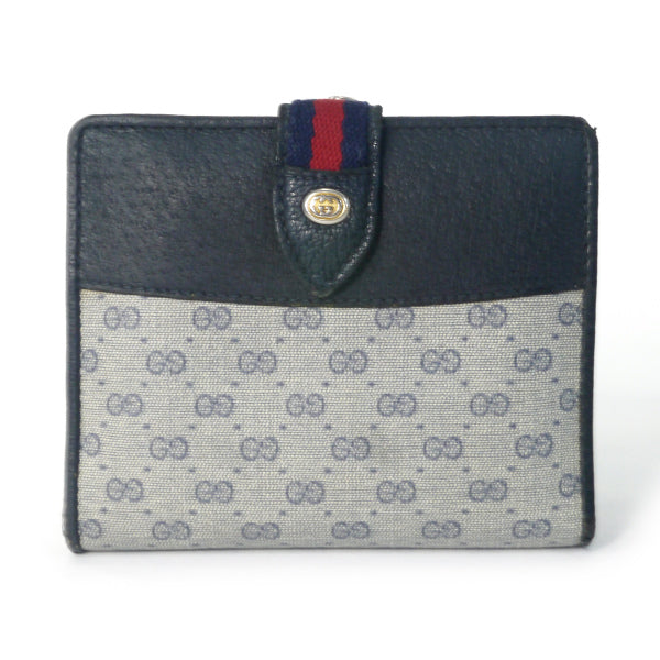 OLD Gucci マイクロGGミニシェリーがま口折財布（青）