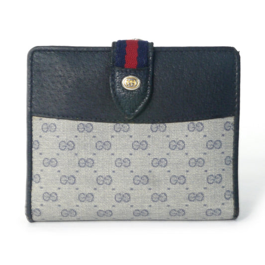 OLD Gucci マイクロGGミニシェリーがま口折財布（青）
