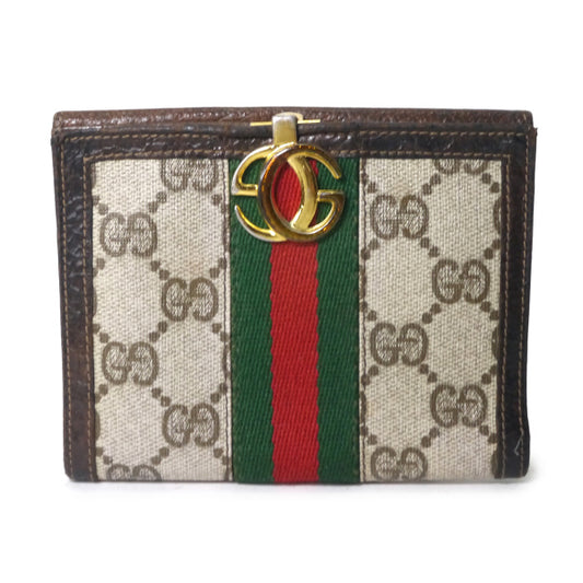 OLD Gucci　GG留め具シェリー折財布（茶）