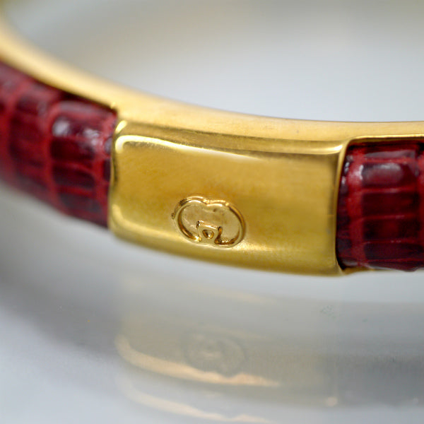 OLD Gucci レア！リザードGGロゴバングル（赤）