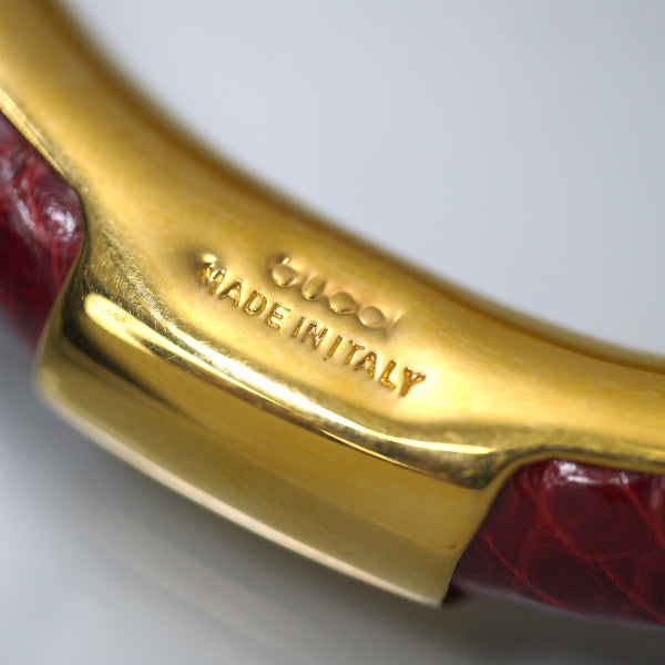 OLD Gucci レア！リザードGGロゴバングル（赤）