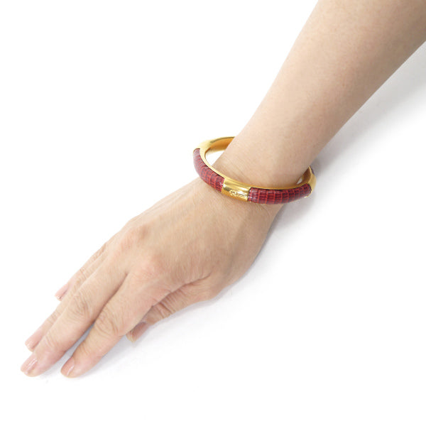 OLD Gucci レア！リザードGGロゴバングル（赤）