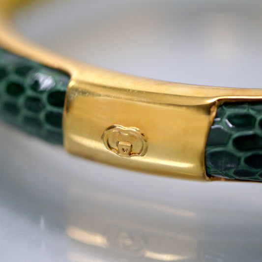 OLD Gucci レア！リザードGGロゴバングル（緑）