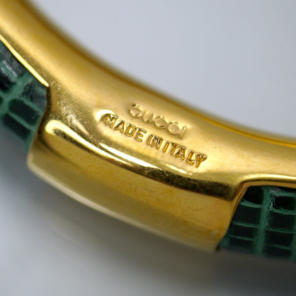 OLD Gucci レア！リザードGGロゴバングル（緑）