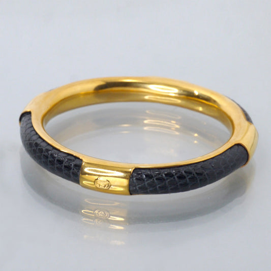 OLD Gucci レア！リザードGGロゴバングル（紺）