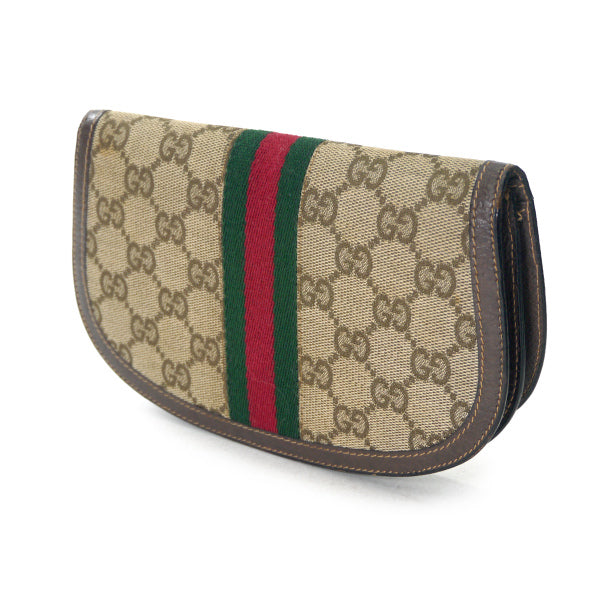 OLD Gucci  デットストック！ハーフムーンジャガード財布（茶/箱付き）