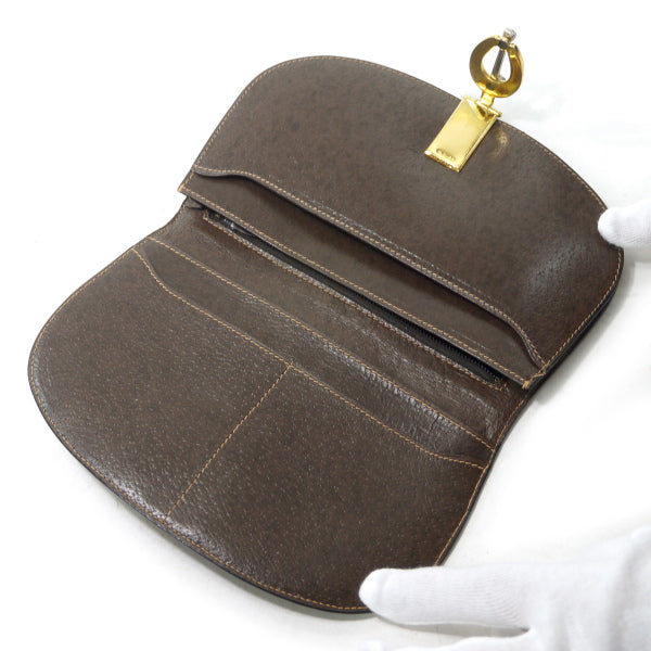 OLD Gucci  デットストック！ハーフムーンジャガード財布（茶/箱付き）