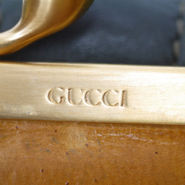 OLD Gucci　GGボタンがま口ミドル折財布（深緑）