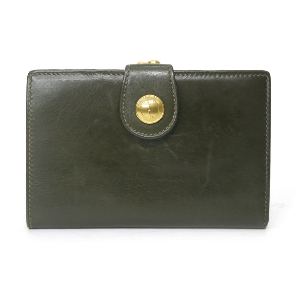 OLD Gucci　GGボタンがま口ミドル折財布（深緑）