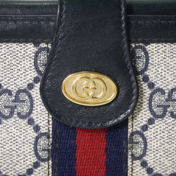 OLD Gucci　アクセコ!!シェリーWホック折財布（青）
