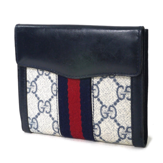OLD Gucci　アクセコ!!シェリーコンパクト折財布（青）