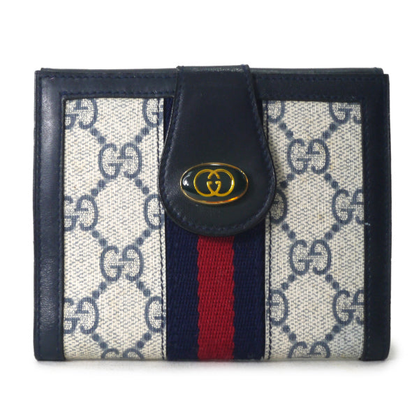 OLD Gucci　アクセコ!!シェリーコンパクト折財布（青）