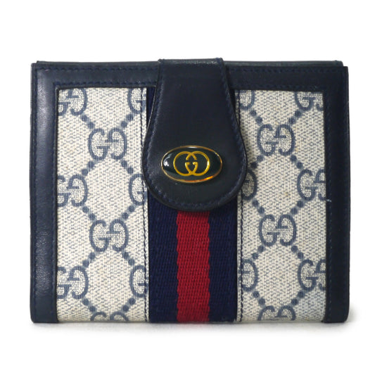 OLD Gucci　アクセコ!!シェリーコンパクト折財布（青）