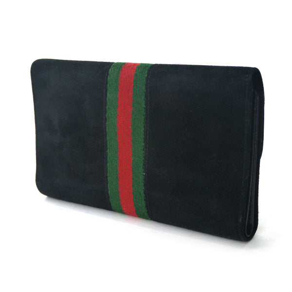 OLD Gucci　ビット留具シェリースエード長財布（黒）