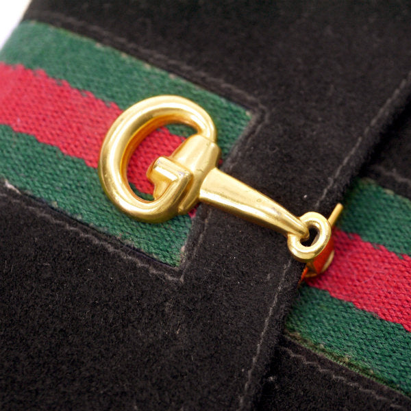 OLD Gucci　ビット留具シェリースエード長財布（黒）