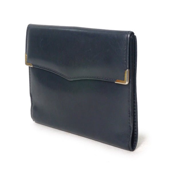 OLD Gucci GG留め具レザー２つ折れ財布（濃紺）