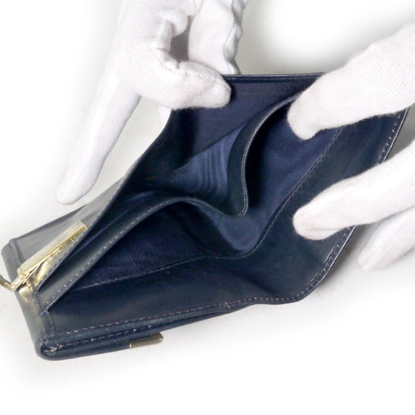 OLD Gucci GG留め具レザー２つ折れ財布（濃紺）