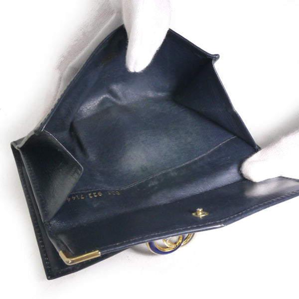 OLD Gucci GG留め具レザー２つ折れ財布（濃紺）