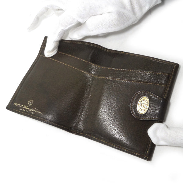 OLD Gucci アクセコ シェリーWホック折財布（茶）