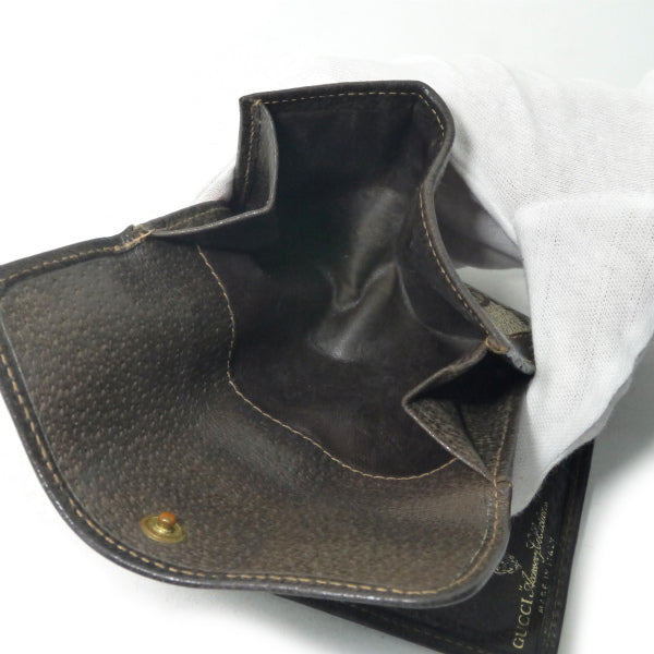 OLD Gucci アクセコ シェリーWホック折財布（茶）